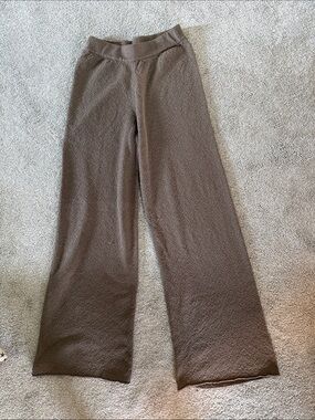 Wide Leg Knit Pants in Chocolate Brown